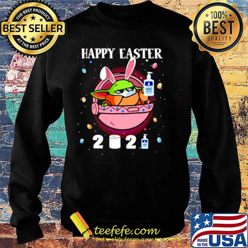 2021 Baby Yoda wearing face mask Happy Easter Sweater 2021 Baby Yoda wearing face mask Happy Easter Sweater