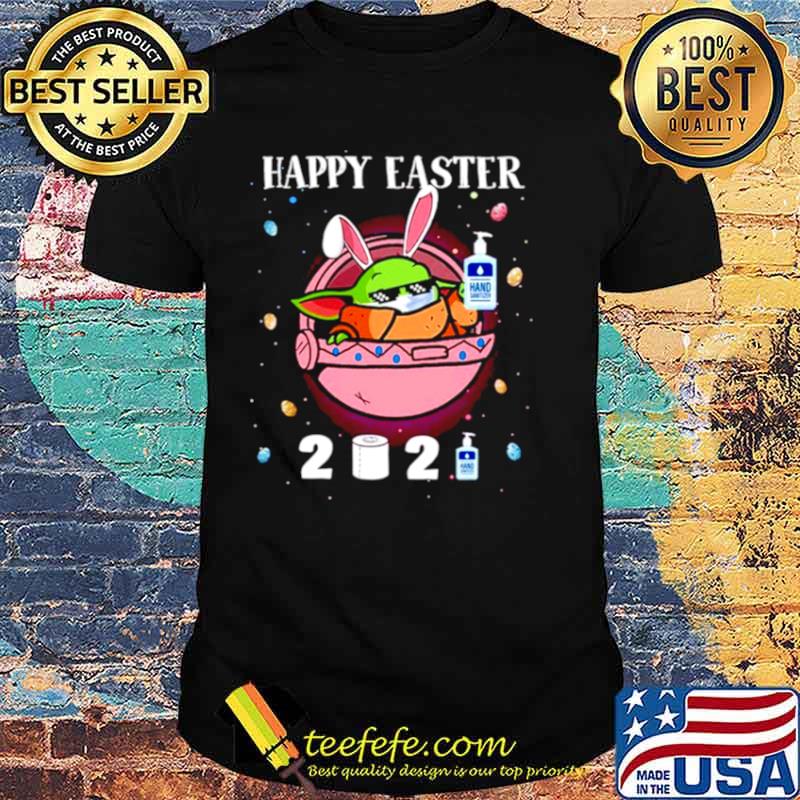 2021 Baby Yoda wearing face mask Happy Easter shirt