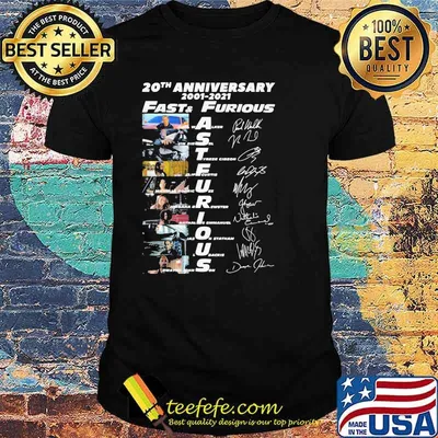 20th Anniversary 2001 2021 Fast And Furious Shirt