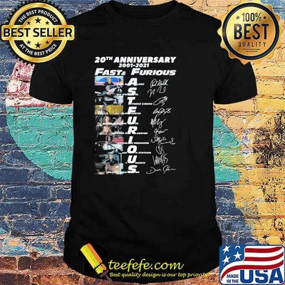 20th Anniversary 2001 2021 Fast And Furious Signature Shirt