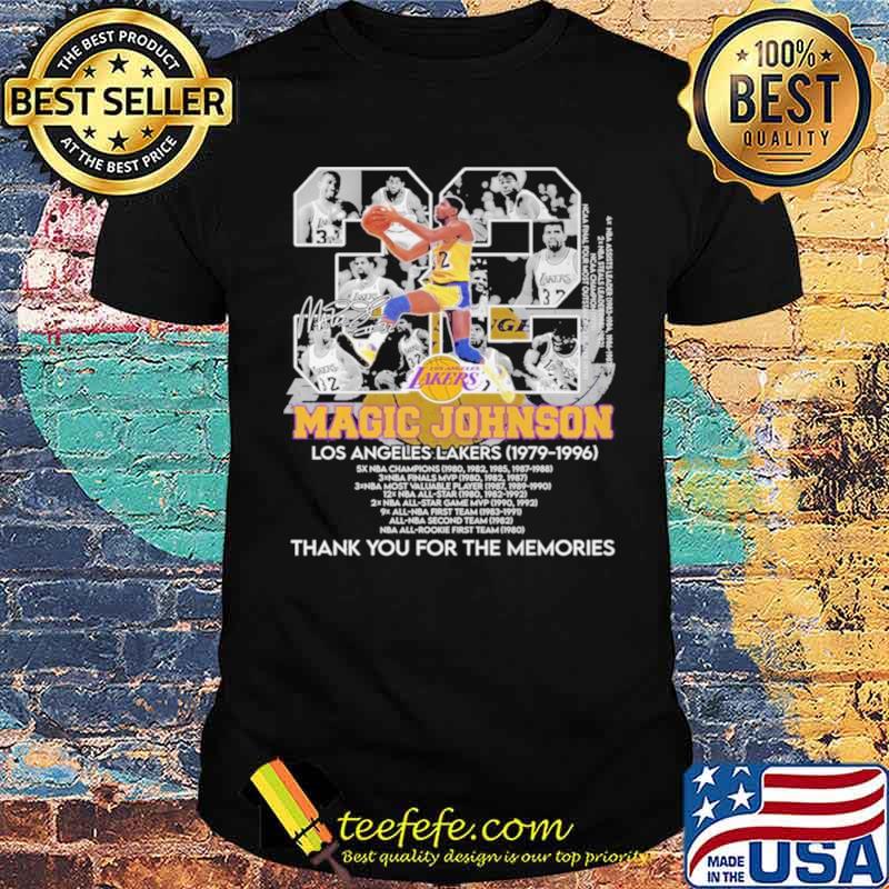 23 Magic Johnson Los Angeles Lakers1979 1996 Thank You For The Memories Signature Shirt