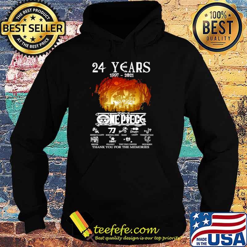 24 Years 1997 2021 One Piece Signatures Thank You For The Memories Shirt Hoodie 24 Years 1997 2021 One Piece Signatures Thank You For The Memories Shirt Hoodie
