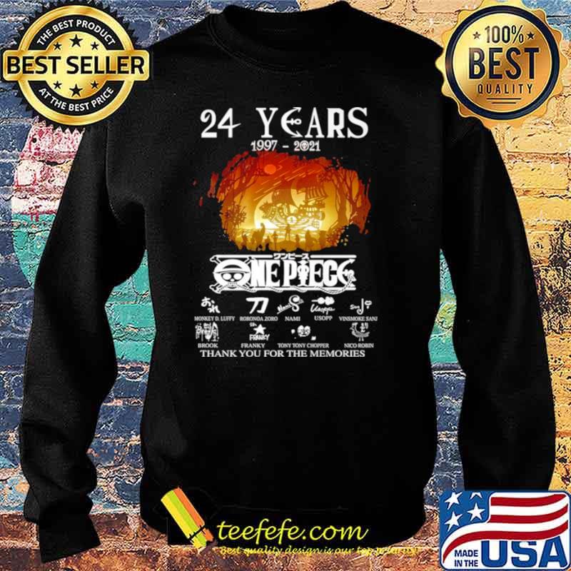 24 Years 1997 2021 One Piece Signatures Thank You For The Memories Shirt Sweater 24 Years 1997 2021 One Piece Signatures Thank You For The Memories Shirt Sweater