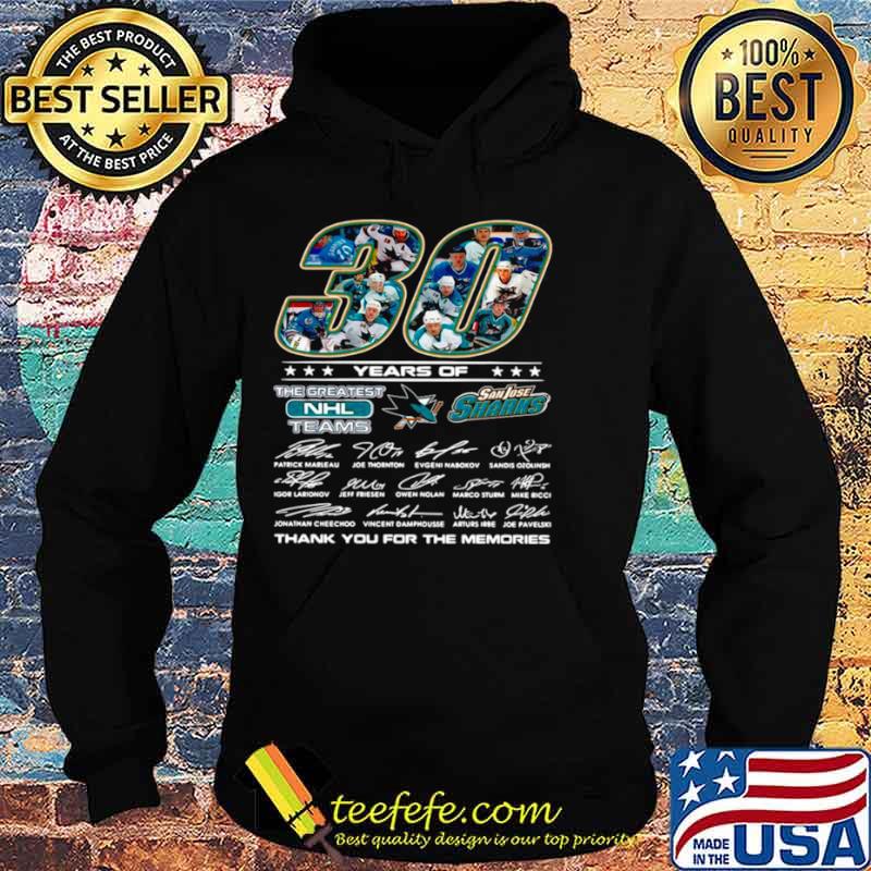 30 years of San Jose Sharks the greatest NHL teams thank you for the memories signatures Hoodie 30 years of San Jose Sharks the greatest NHL teams thank you for the memories signatures Hoodie