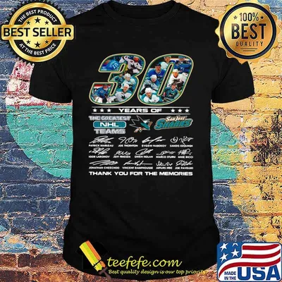 30 years of San Jose Sharks the greatest NHL teams thank you for the memories signatures shirt