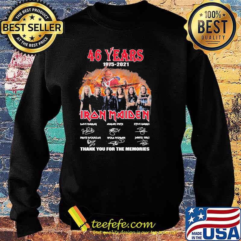 46 Years 1975 2021 Iron Maiden Thank You For The Memories Signature Shirt Sweater 46 Years 1975 2021 Iron Maiden Thank You For The Memories Signature Shirt Sweater