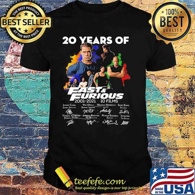 20 Years Of Fast And Furious 2001 2021 10 Films Signatures Shirt