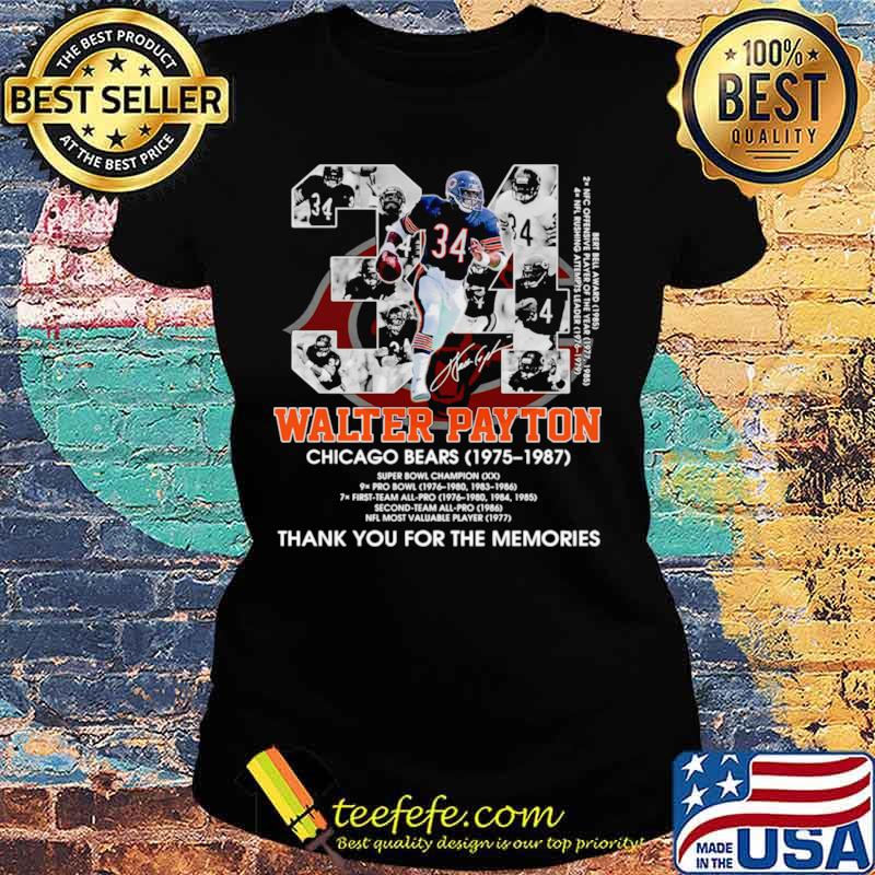 34 walter payton chicago bears thank you for the memories Ladies tee 34 walter payton chicago bears thank you for the memories Ladies tee