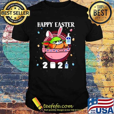 2021 Baby Yoda wearing face mask Happy Easter shirt