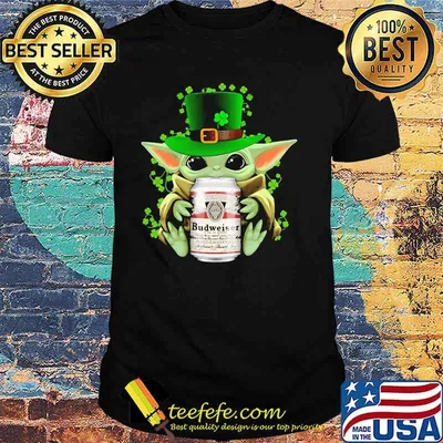 Baby Yoda Hug Budweiser Irish Patricks Day Shirt