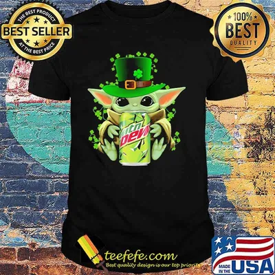 Baby Yoda Hug Mtn Dew Irish Patricks Day Shirt
