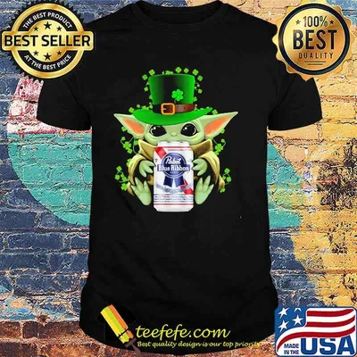 Baby Yoda Hug Pabst Blue Ribbon Irish Patricks Day Shirt