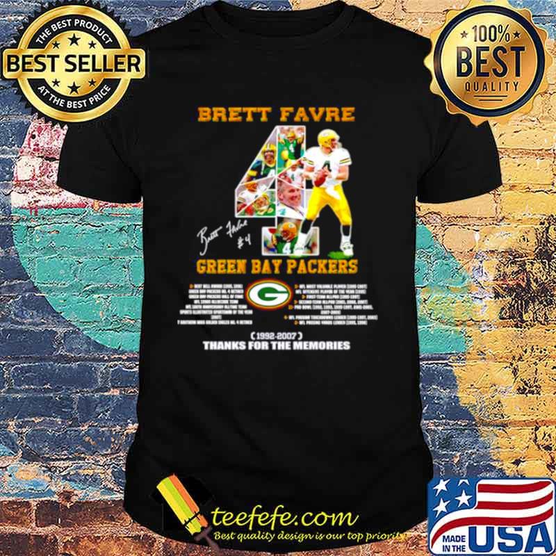 Official brett favre 1992 2007 green bay packers thanks for the memories  shirt, hoodie, sweater, long sleeve and tank top