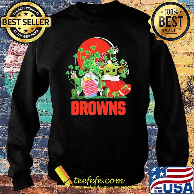 Browns Football Baby Yoda Vs Gnome Happy Easters And St Patricks Day Shirt Sweater Browns Football Baby Yoda Vs Gnome Happy Easters And St Patricks Day Shirt Sweater