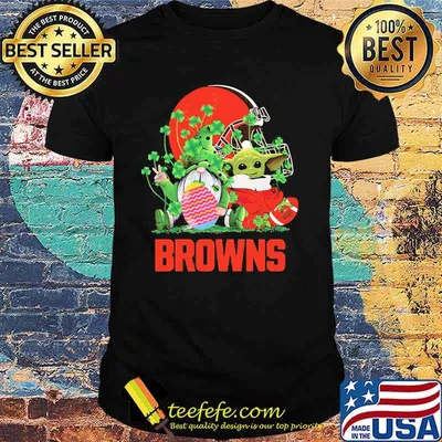 Browns Football Baby Yoda Vs Gnome Happy Easters And St Patricks Day Shirt