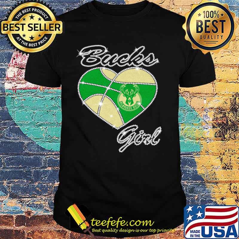 Bucks Girl Milwaukee Bucks Heart Diamond Shirt
