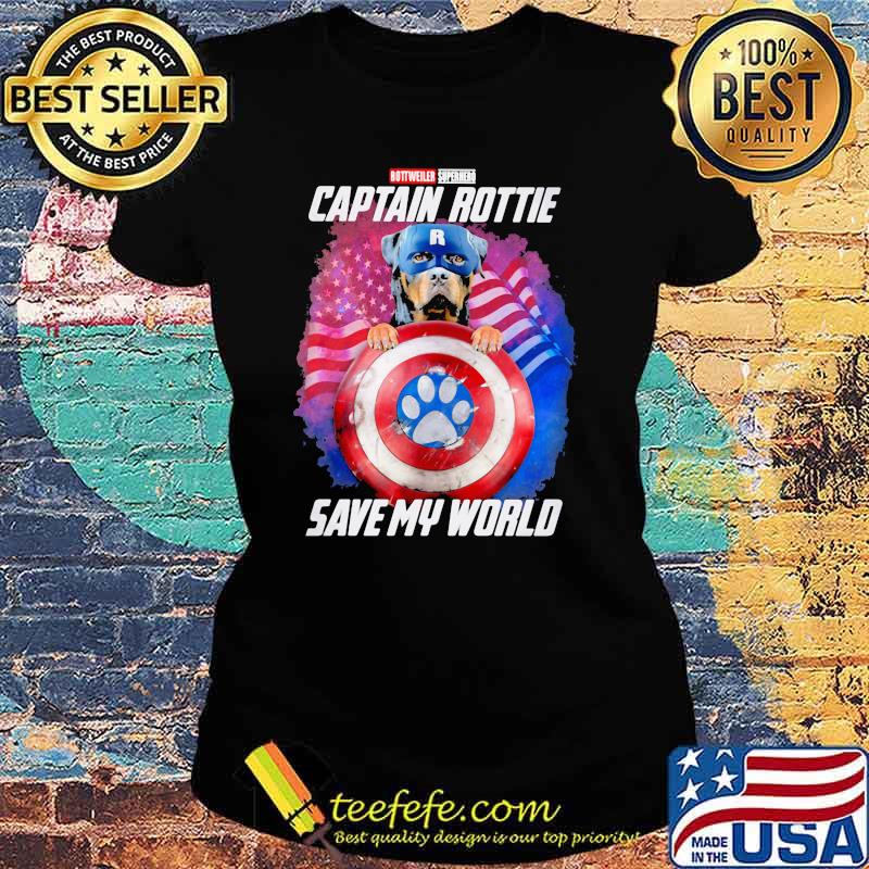Captain Rottie Super Hero Save My World American Flag Shirt Ladies tee Captain Rottie Super Hero Save My World American Flag Shirt Ladies tee