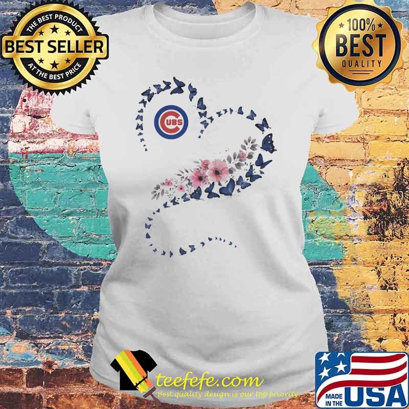 Chicago Cubs Era Heart Butterflies Blue Flowers Shirt Laides tee Chicago Cubs Era Heart Butterflies Blue Flowers Shirt Laides tee