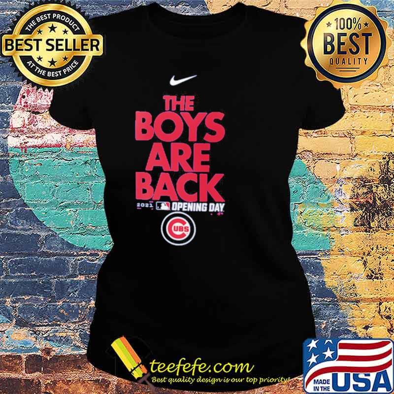 Chicago Cubs Nike Royal 2021 Opening Day Phrase Ladies tee Chicago Cubs Nike Royal 2021 Opening Day Phrase Ladies tee