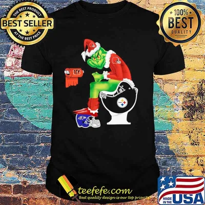Cleveland Browns Grinch sitting on Pittsburgh Steelers toilet and step on Baltimore Ravens helmet shirt