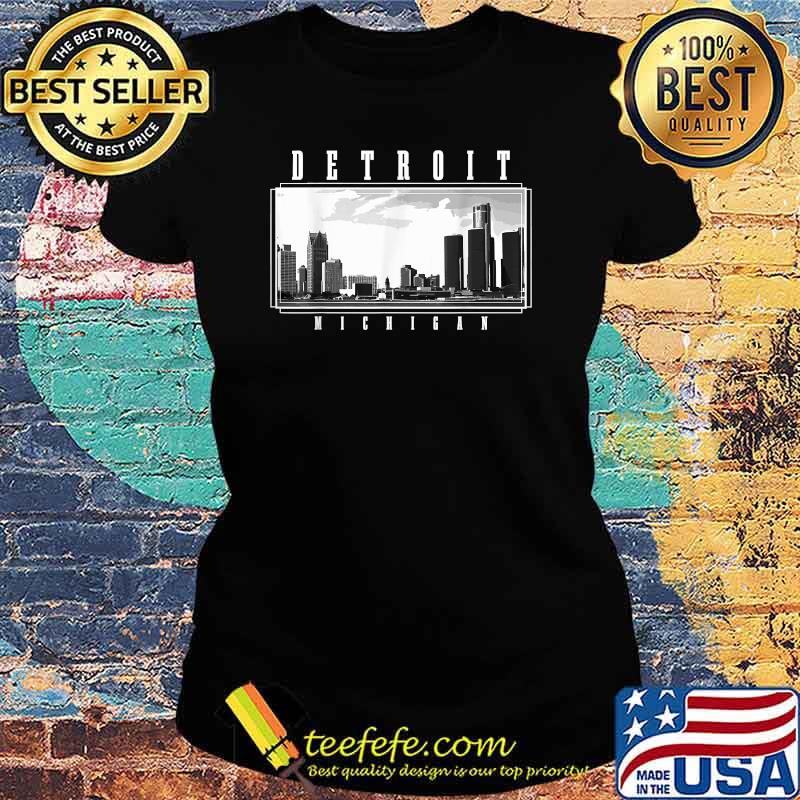 Detroit Skyline Michigan Pride Black Shirt Ladies tee Detroit Skyline Michigan Pride Black Shirt Ladies tee