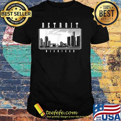 Detroit Skyline Michigan Pride Black Shirt