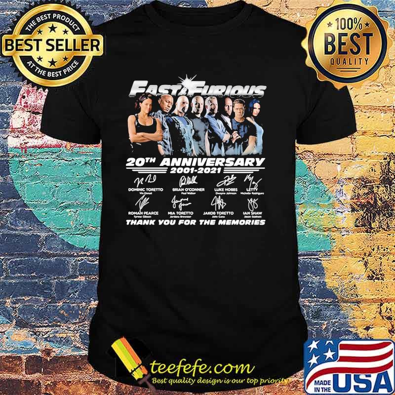 Fast And Furious 20 Years 2001 2021 Thank You For The Memories Signatures Shirt