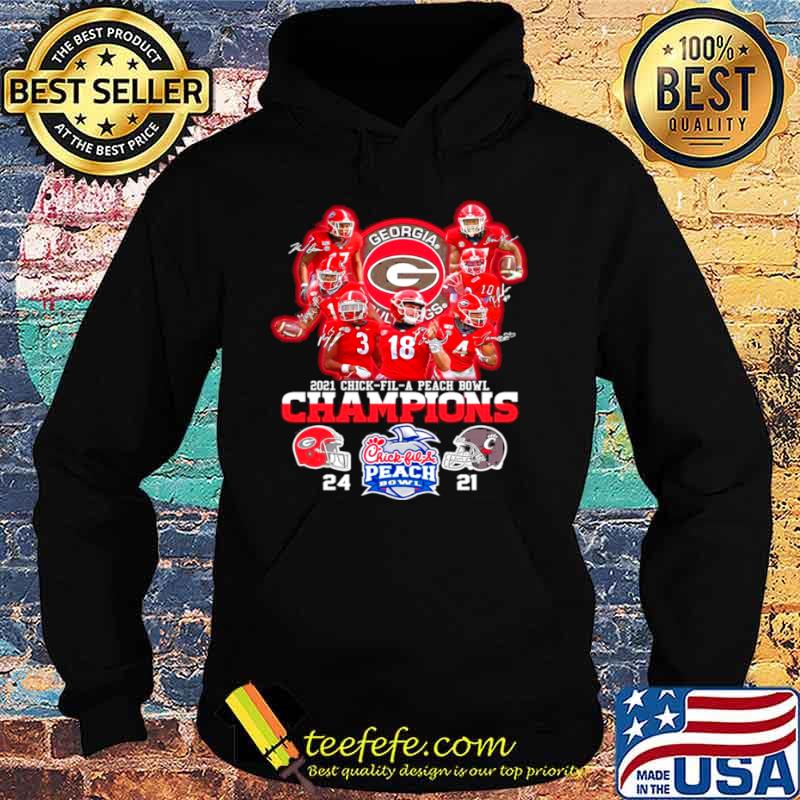 Georgia Bulldogs Team Football Players 2021 Chick Fil A Peach Bowl Champions 24 21 Cincinnati Hoodie Georgia Bulldogs Team Football Players 2021 Chick Fil A Peach Bowl Champions 24 21 Cincinnati Hoodie