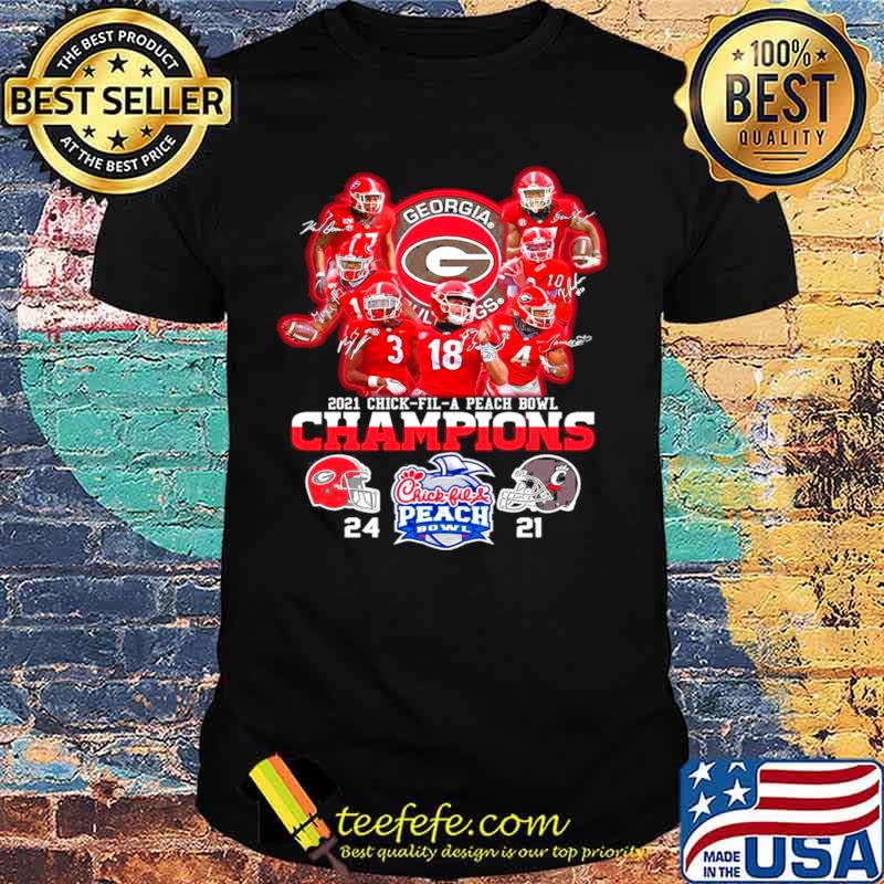 Georgia Bulldogs Team Football Players 2021 Chick Fil A Peach Bowl Champions 24 21 Cincinnati shirt