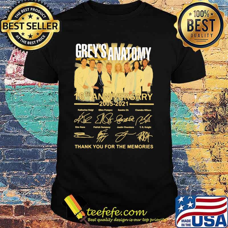 Grey’s Anatomy 16th Anniversary 2005 2021 Thank You For The Memories Signature Shirt
