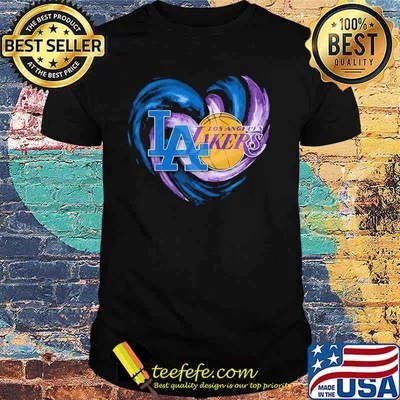 Heart Dodgers And Lakers For Life Football Shirt