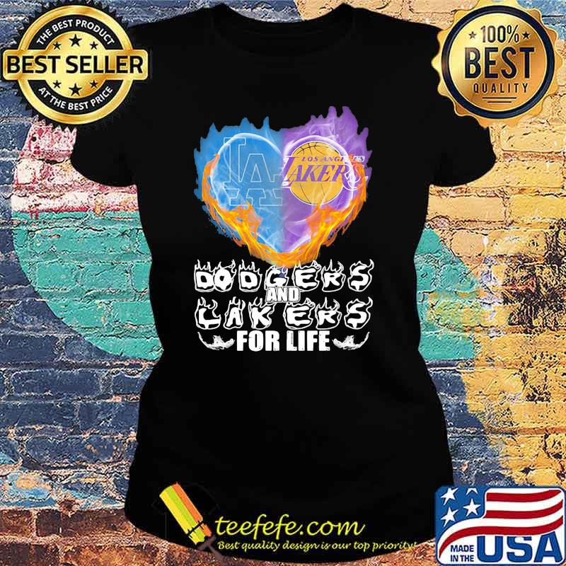 Heart Fire Dodgers And Lakers For Life Football Shirt Ladies tee Heart Fire Dodgers And Lakers For Life Football Shirt Ladies tee