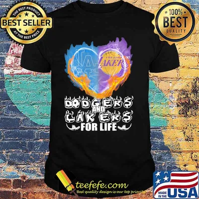 Heart Fire Dodgers And Lakers For Life Football Shirt