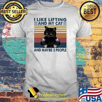 I Like Lifting And My Cat And Maybe Three People Black Cat Vintage Shirt