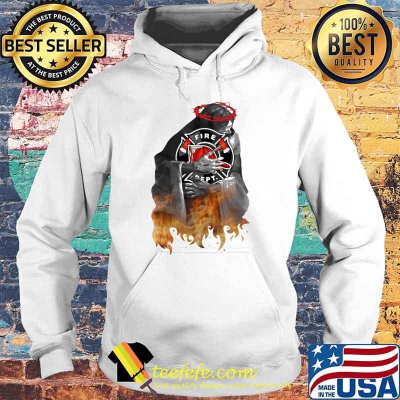 Jesus With Firefighter Logo Shirt Hoodie Jesus With Firefighter Logo Shirt Hoodie