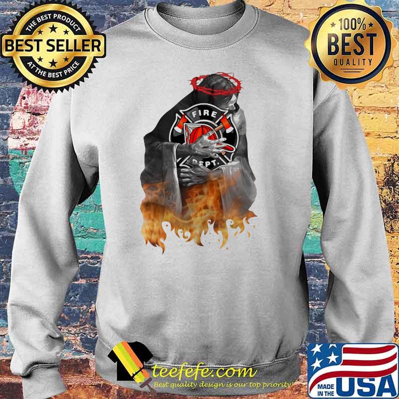 Jesus With Firefighter Logo Shirt Sweater Jesus With Firefighter Logo Shirt Sweater