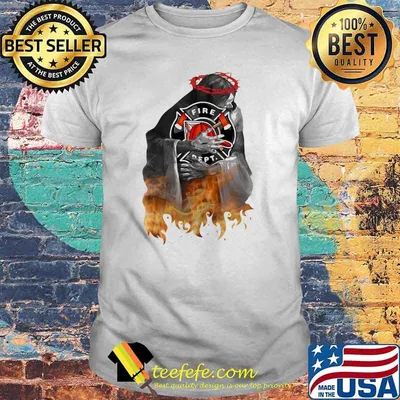 Jesus With Firefighter Logo Shirt