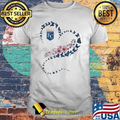 Kansas City Royals Heart Butterflies Blue Flowers Shirt
