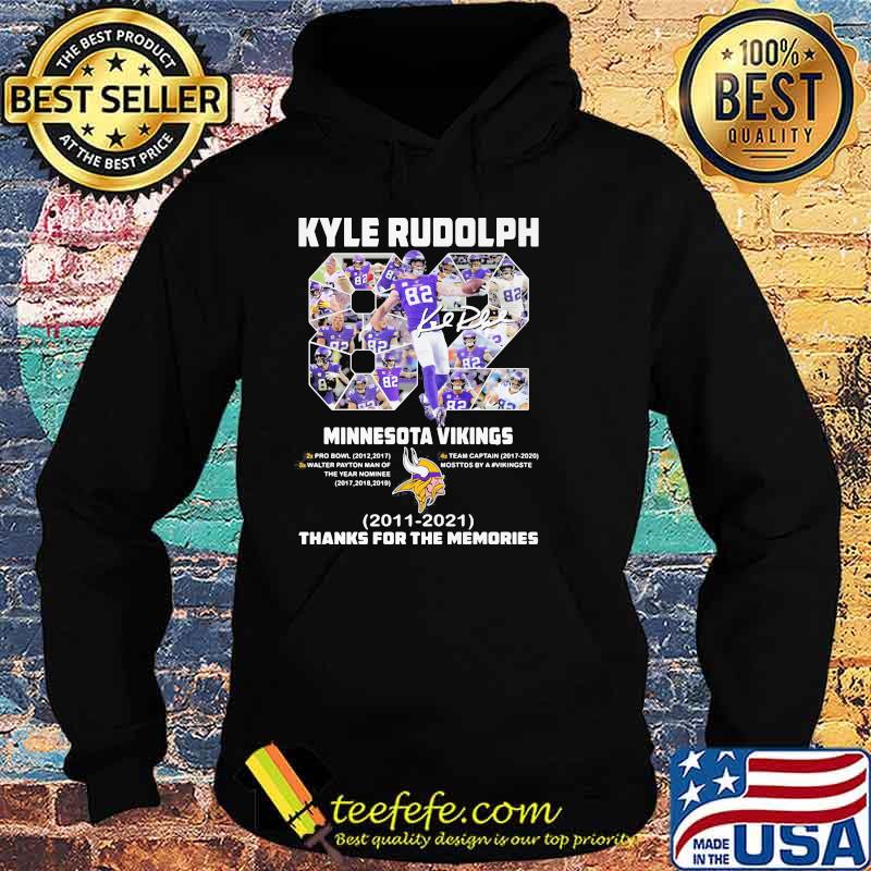 Kyle Rudolph 82 Minnesota Vikings 2011 2021 Thanks For The Memories Shirt Hoodie Kyle Rudolph 82 Minnesota Vikings 2011 2021 Thanks For The Memories Shirt Hoodie