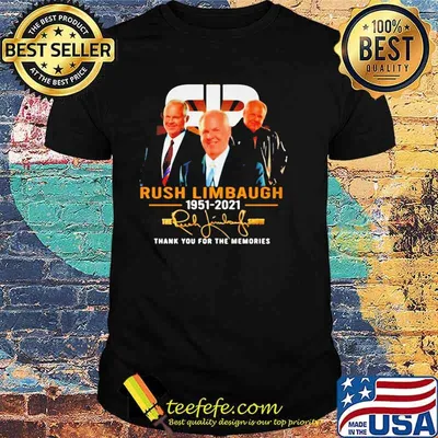LEGEND RUSH LIMBAUGH 1951-2021 SIGNATURE THANK YOU FOR THE MEMORIES SHIRT