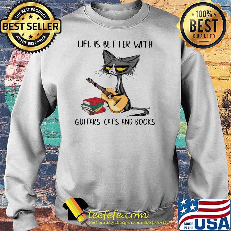 Life Is Better With Guitars Cats And Books Black Cat Shirt Sweater Life Is Better With Guitars Cats And Books Black Cat Shirt Sweater