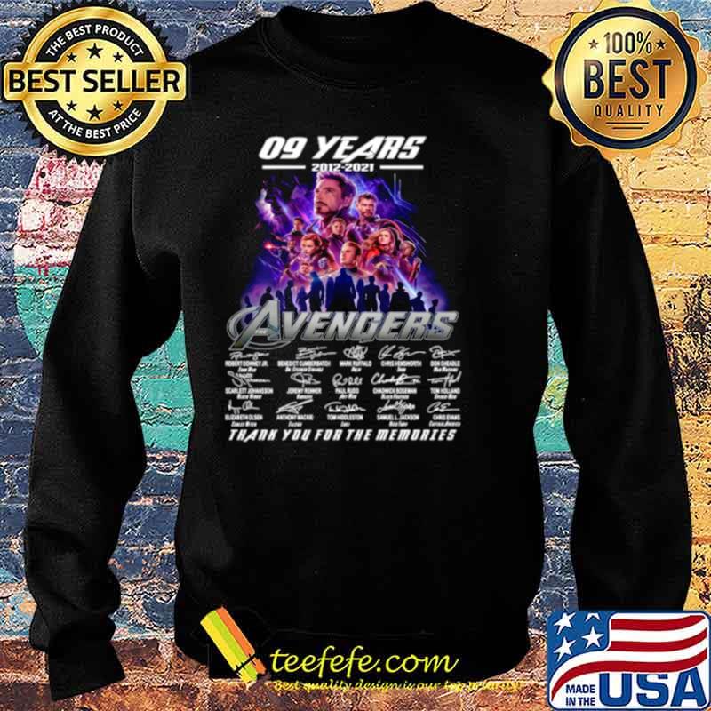 Marvel Avengers 09 Years 2012 2021 Signatures Thanks For The Memories Sweater Marvel Avengers 09 Years 2012 2021 Signatures Thanks For The Memories Sweater