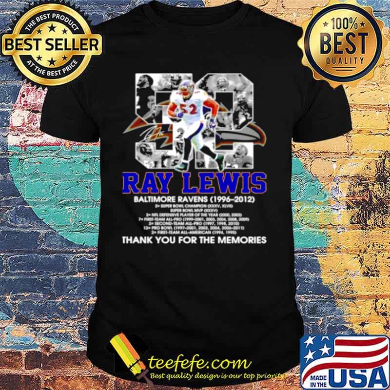 52 Ray Lewis Baltimore Ravens 1996 2012 Signatures Thanks For The Memories shirt 52 Ray Lewis Baltimore Ravens 1996 2012 Signatures Thanks For The Memories shirt