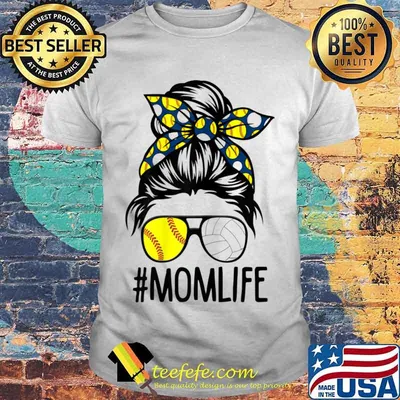 Mom Life Softball Volleyball Mothers Day Messy Bun Shirt