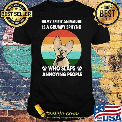 My Spirit Animal Is A Grumpy Sphynx Who Slaps Annoying People Cat Vintage Shirt