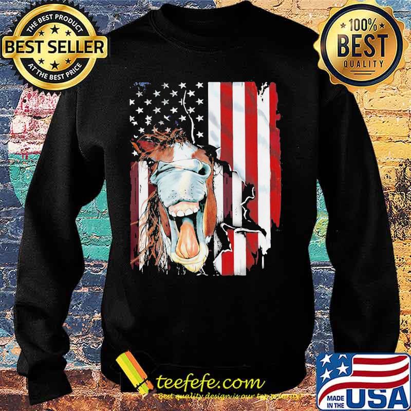 Official American Horse Face Flag Shirt Sweater Official American Horse Face Flag Shirt Sweater