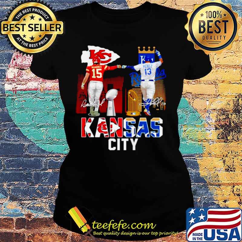 Patrick Mahomes KC Chiefs and Salvador Pérez KC Royals signature shirt -  Kingteeshop