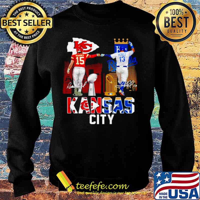 13 Salvador Pérez And 15 Patrick Mahomes Kansas City Of Champions shirt,  hoodie, sweater, long sleeve and tank top