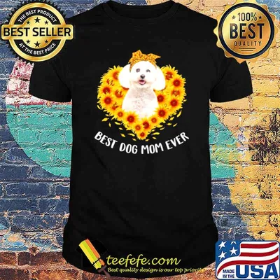 Poodle Best Dog Mom Ever Sunflower Heart shirt