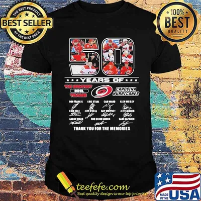 Pro 50 Years Of Carolina Hurricanes The Greatest NHL Teams Thank You For The Memories Signatures Shirt